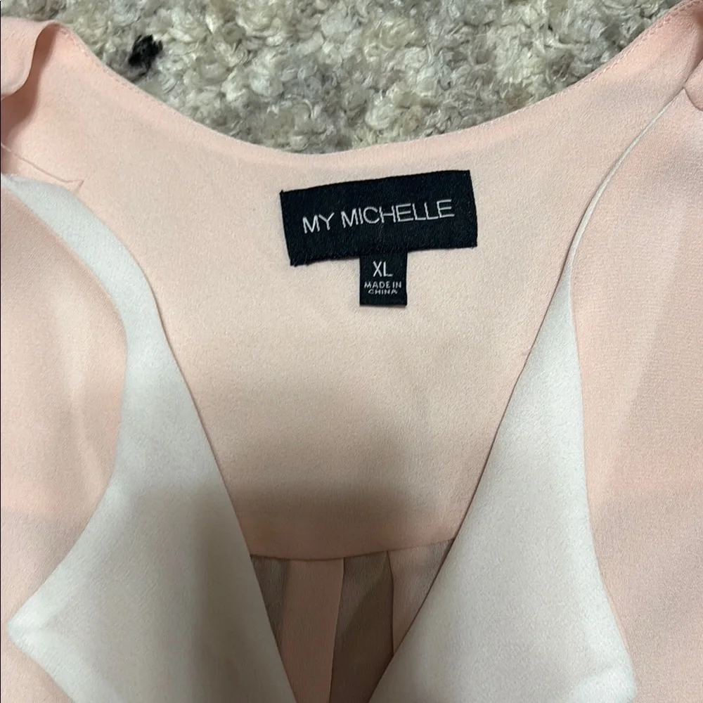 TOP of My Michelle Pink Sleeveless Asymmetrical Blouse with Peter Pan Collar